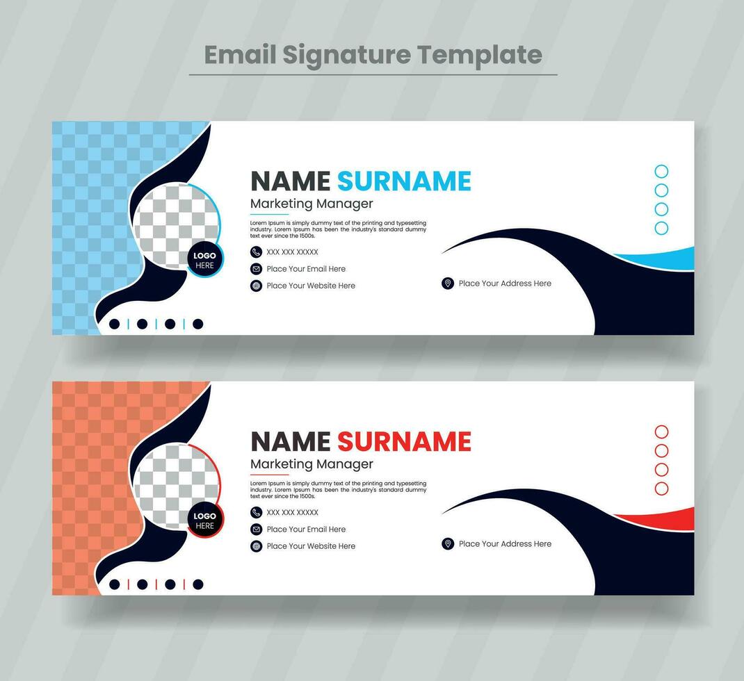 Corporate Modern Email Signature Design template.Modern Business Email signature design templates vector with author photo place. Email signature template design with green color.