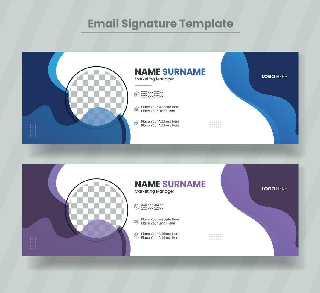 Corporate Modern Email Signature Design template.Modern Business Email signature design templates vector with author photo place. Email signature template design with green color.