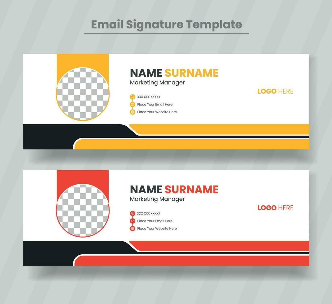 Corporate Modern Email Signature Design template.Modern Business Email signature design templates vector with author photo place. Email signature template design with green color.