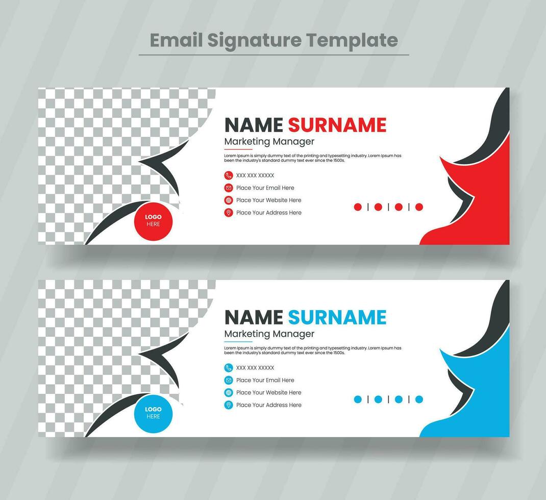 Corporate Modern Email Signature Design template.Modern Business Email signature design templates vector with author photo place. Email signature template design with green color.