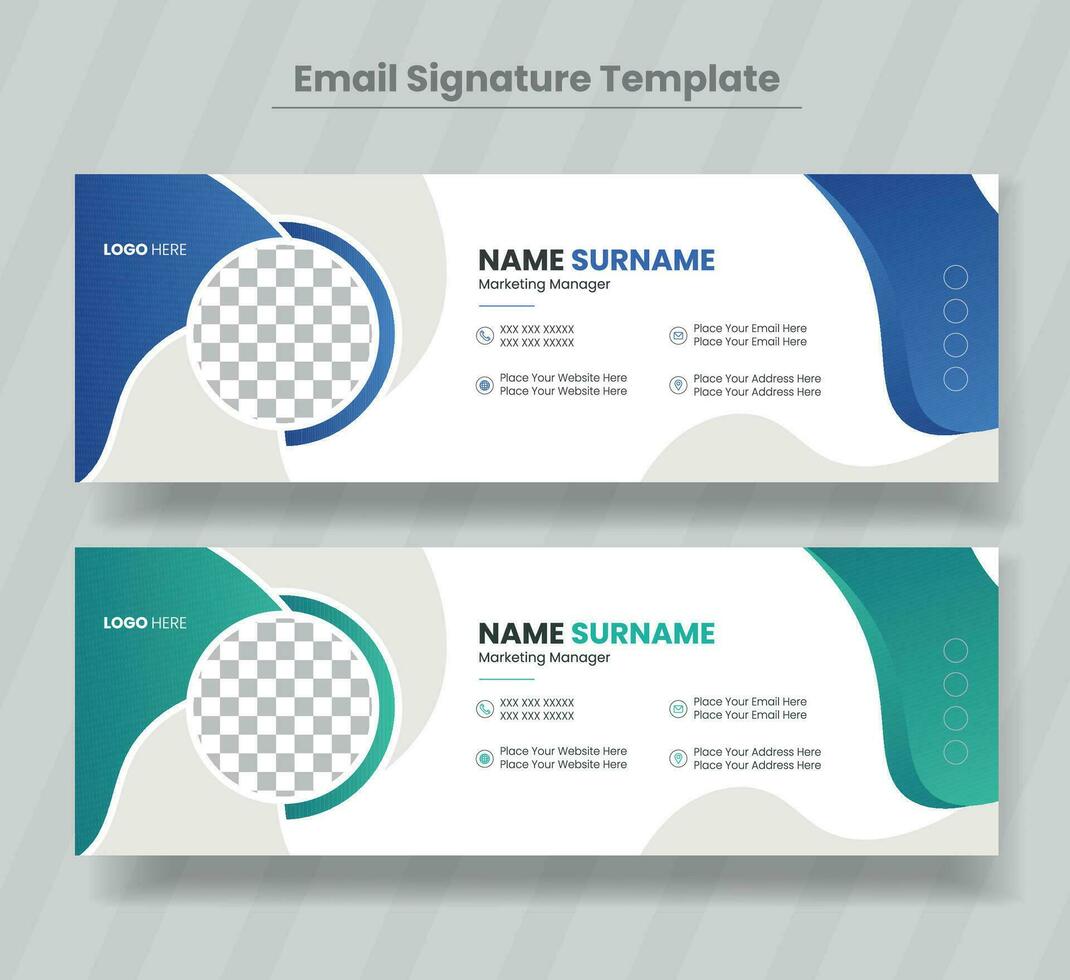 Corporate Modern Email Signature Design template.Modern Business Email signature design templates vector with author photo place. Email signature template design with green color.
