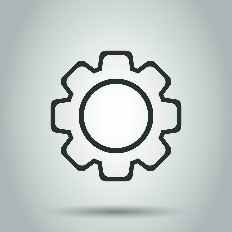 Gear vector icon in flat style. Cog wheel illustration on white background. Gearwheel cogwheel business concept.