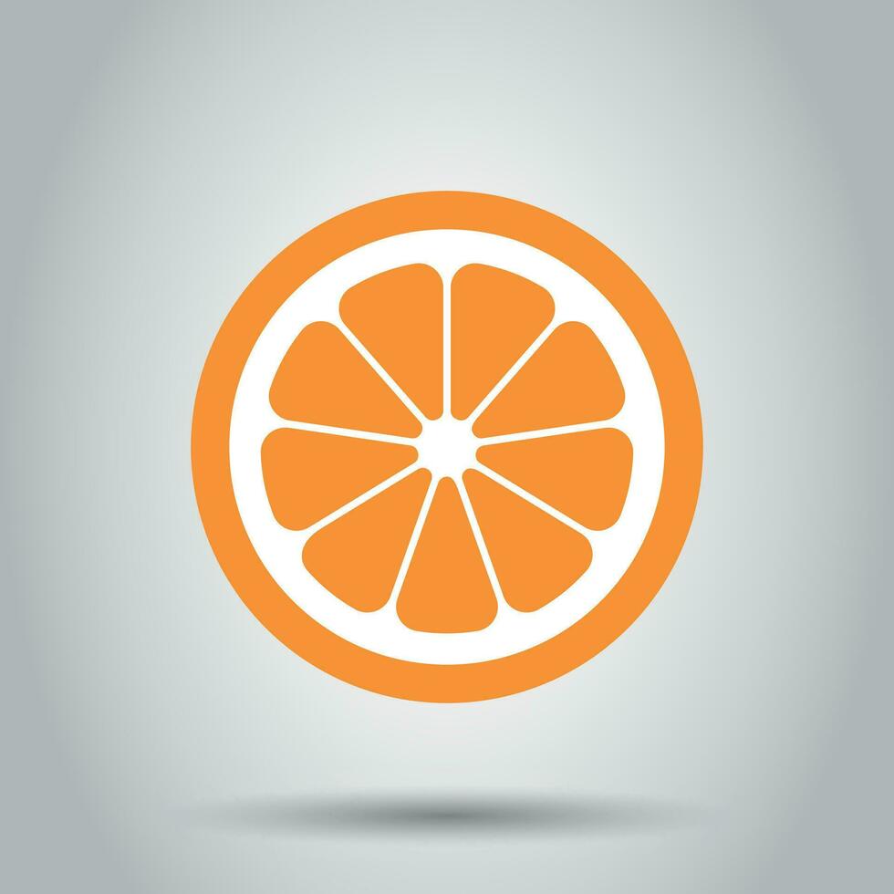 Orange fruit vector icon in flat style. Orange citrus illustration on white background. Tropical food concept.