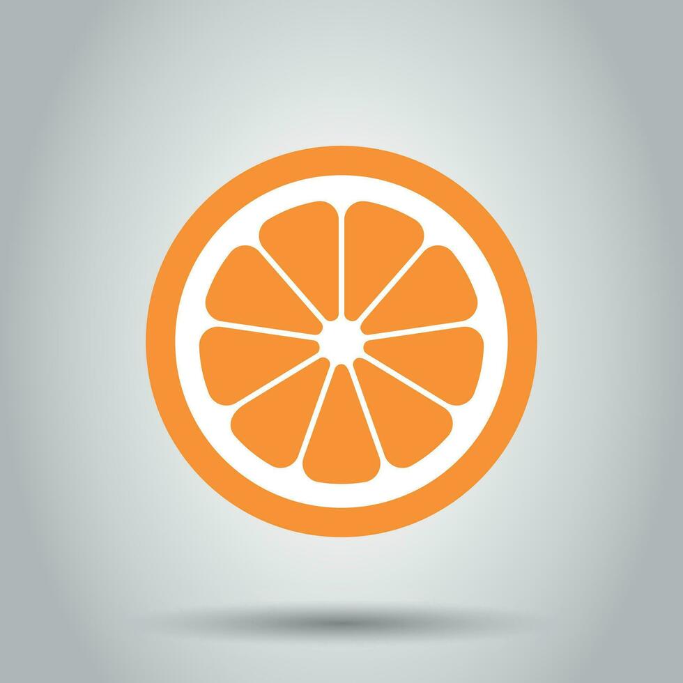 Orange fruit vector icon in flat style. Orange citrus illustration on white background. Tropical food concept.