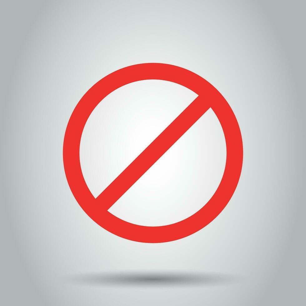 Stop sign vector icon in flat style. Danger symbol illustration on white background. Stop alert business concept.