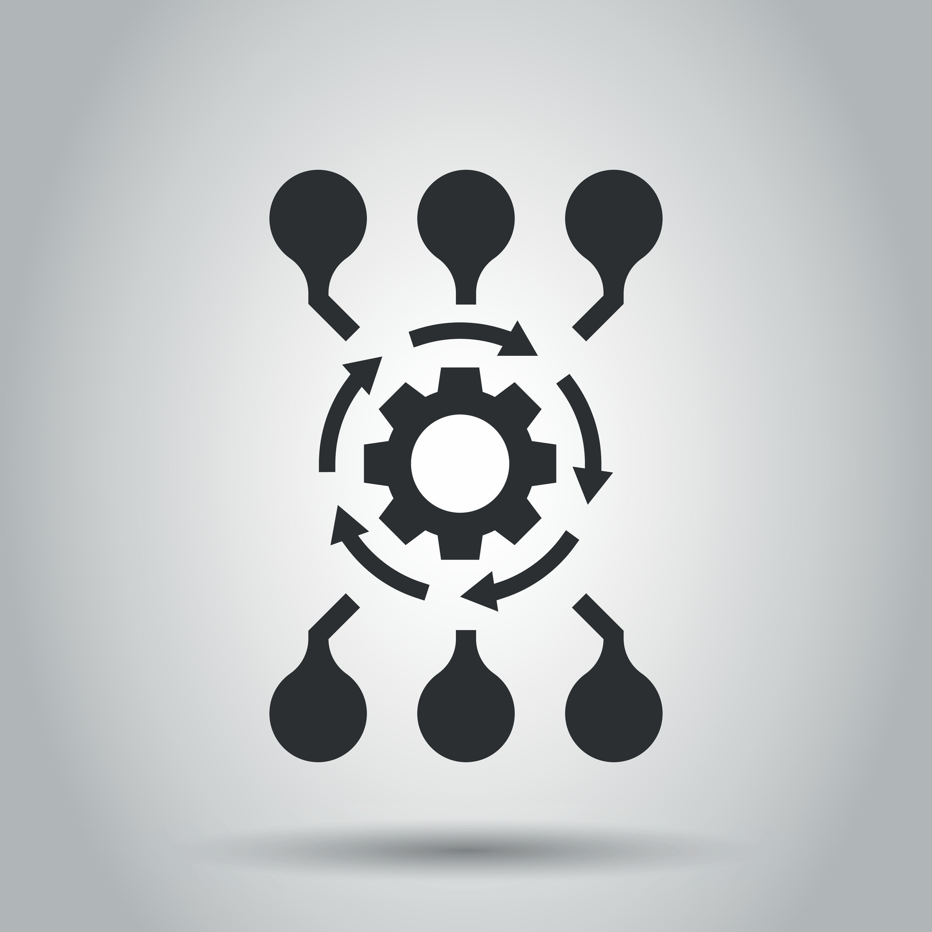 Algorithm api software vector icon in flat style. Business gear with ...