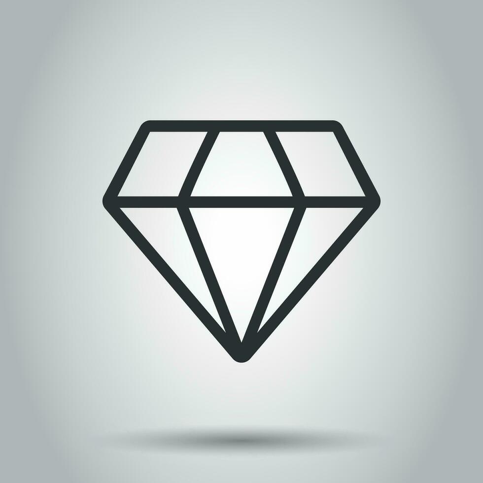 Diamond jewel gem vector icon in flat style. Diamond gemstone illustration on white background. Jewelry brilliant concept.