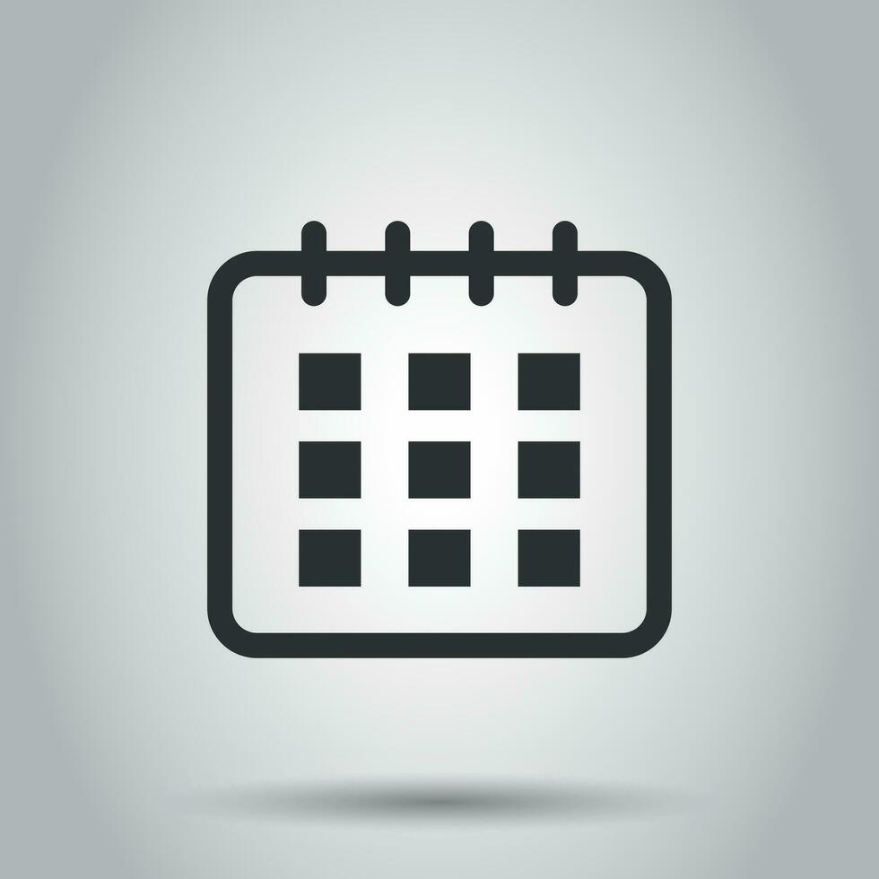 calendario agenda vector icono en plano estilo. recordatorio ilustración en blanco antecedentes. calendario fecha concepto.
