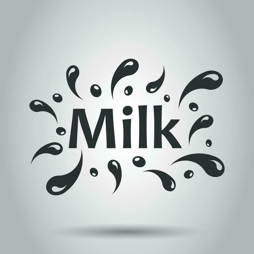 Milk splash spray vector icon in flat style. Milk drink illustration background. Milky wave concept.