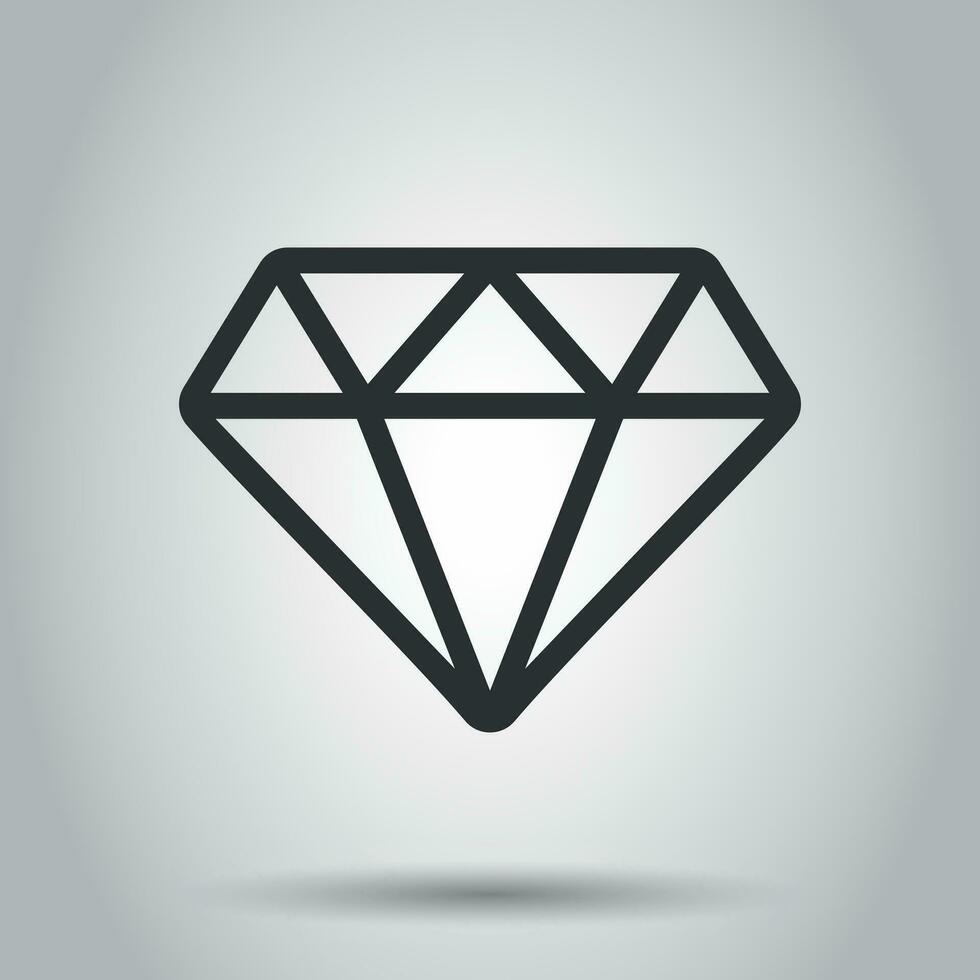 Diamond jewel gem vector icon in flat style. Diamond gemstone illustration on white background. Jewelry brilliant concept.