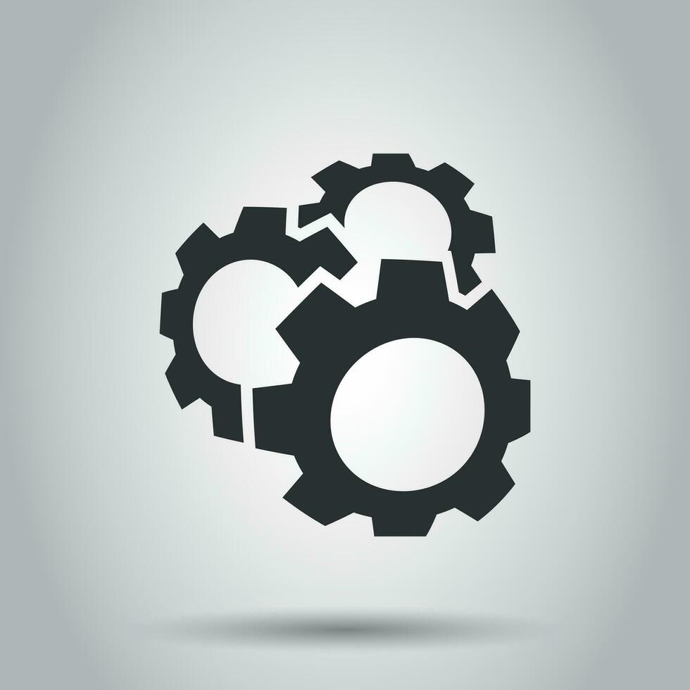 Gear vector icon in flat style. Cog wheel illustration on white background. Gearwheel cogwheel business concept.