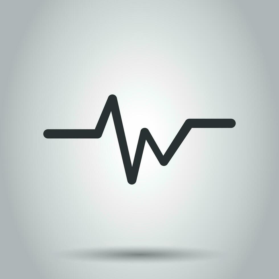 Heartbeat line with heart icon in flat style. Heartbeat illustration on white background. Heart rhythm concept. vector