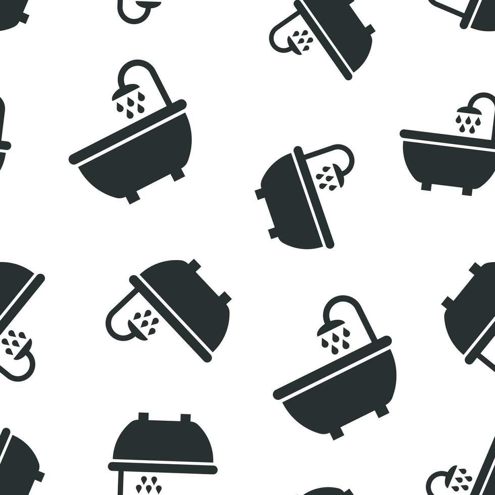 Bath shower icon seamless pattern background. Bathroom hygiene vector illustration. Bath spa symbol pattern.