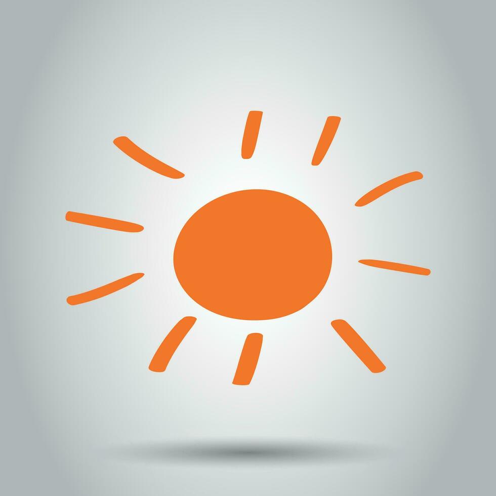 Hand drawn sun vector icon. Sun sketch doodle illustration. Handdrawn sunshine concept.