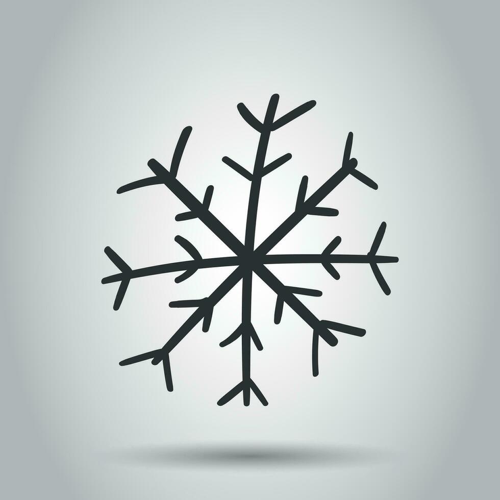 Hand drawn snowflake vector icon. Snow flake sketch doodle illustration. Handdrawn winter christmas concept.