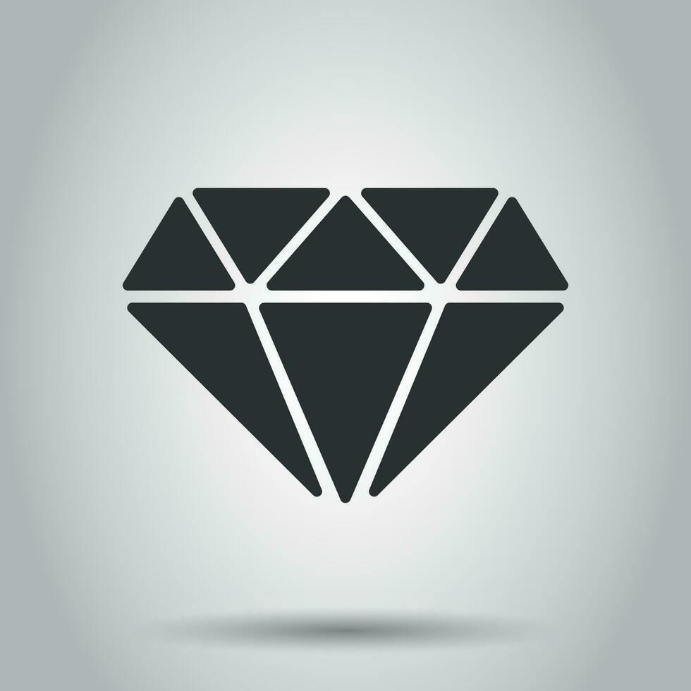 Diamond jewel gem vector icon in flat style. Diamond gemstone illustration on white background. Jewelry brilliant concept.