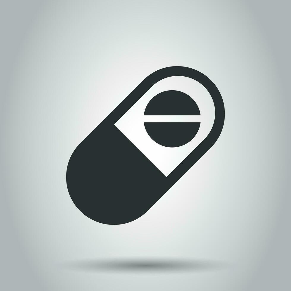Capsule pills tablet vector icon in flat style. Medical pills illustration on white background. Capsule and drug concept.
