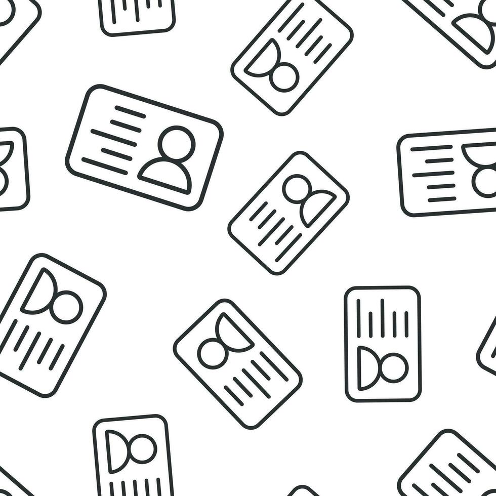 Id card icon seamless pattern background. Identity badge vector illustration. Access cardholder people symbol pattern.