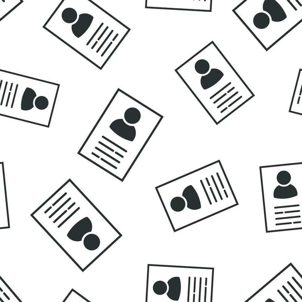 Resume icon seamless pattern background. Contract document vector illustration. Resume symbol pattern.