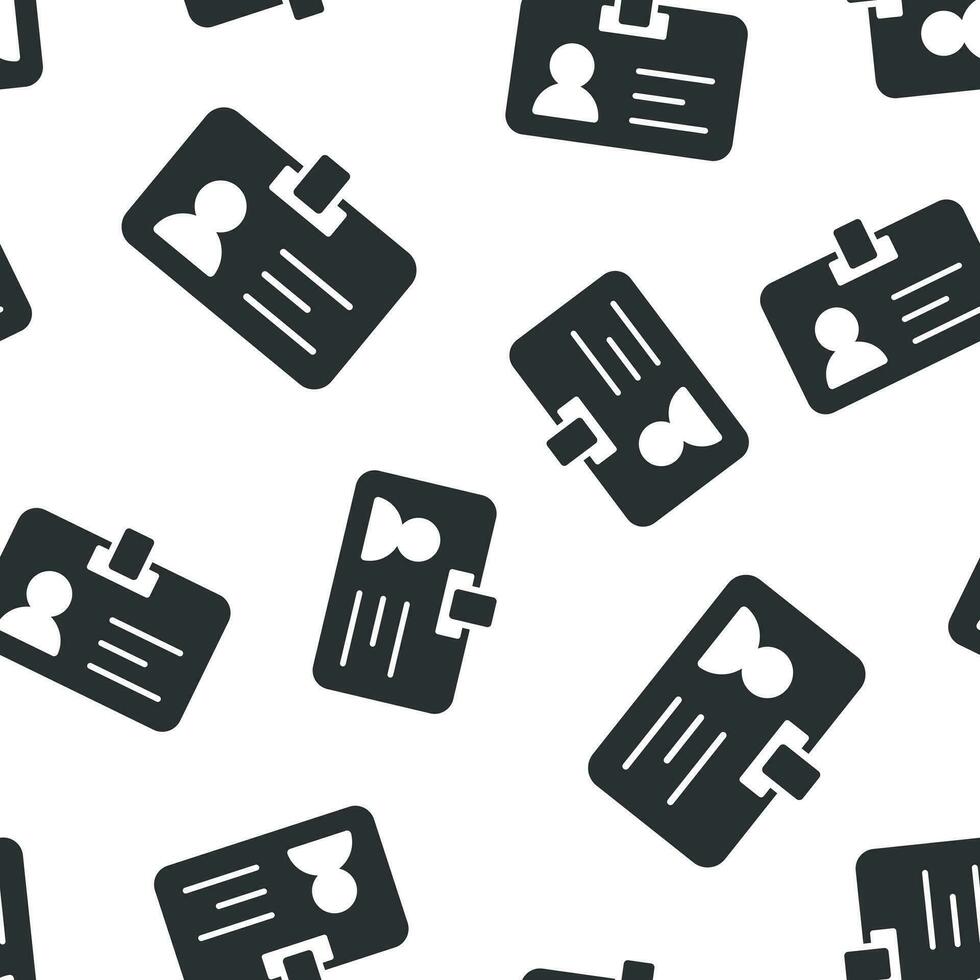 Id card icon seamless pattern background. Identity badge vector illustration. Access cardholder people symbol pattern.