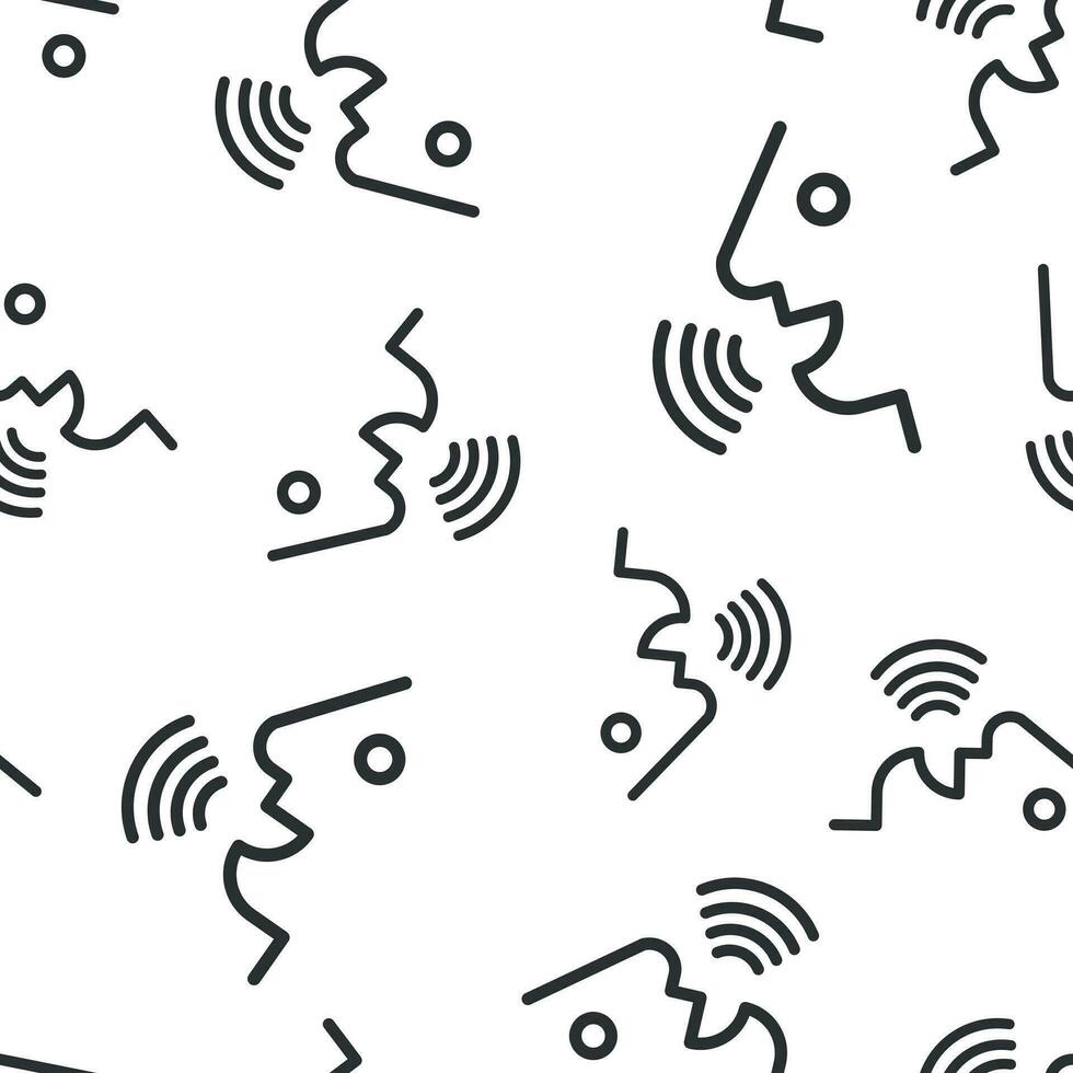 Voice command with sound waves icon seamless pattern background. Speak control vector illustration. Speaker people symbol pattern.