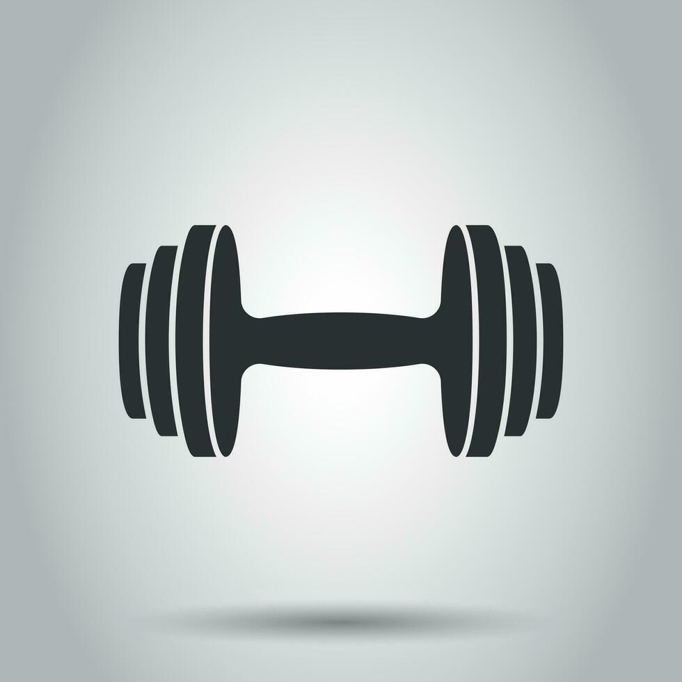 Dumbbell fitness gym in flat style. Barbell illustration on white background. Bodybuilding sport concept. vector