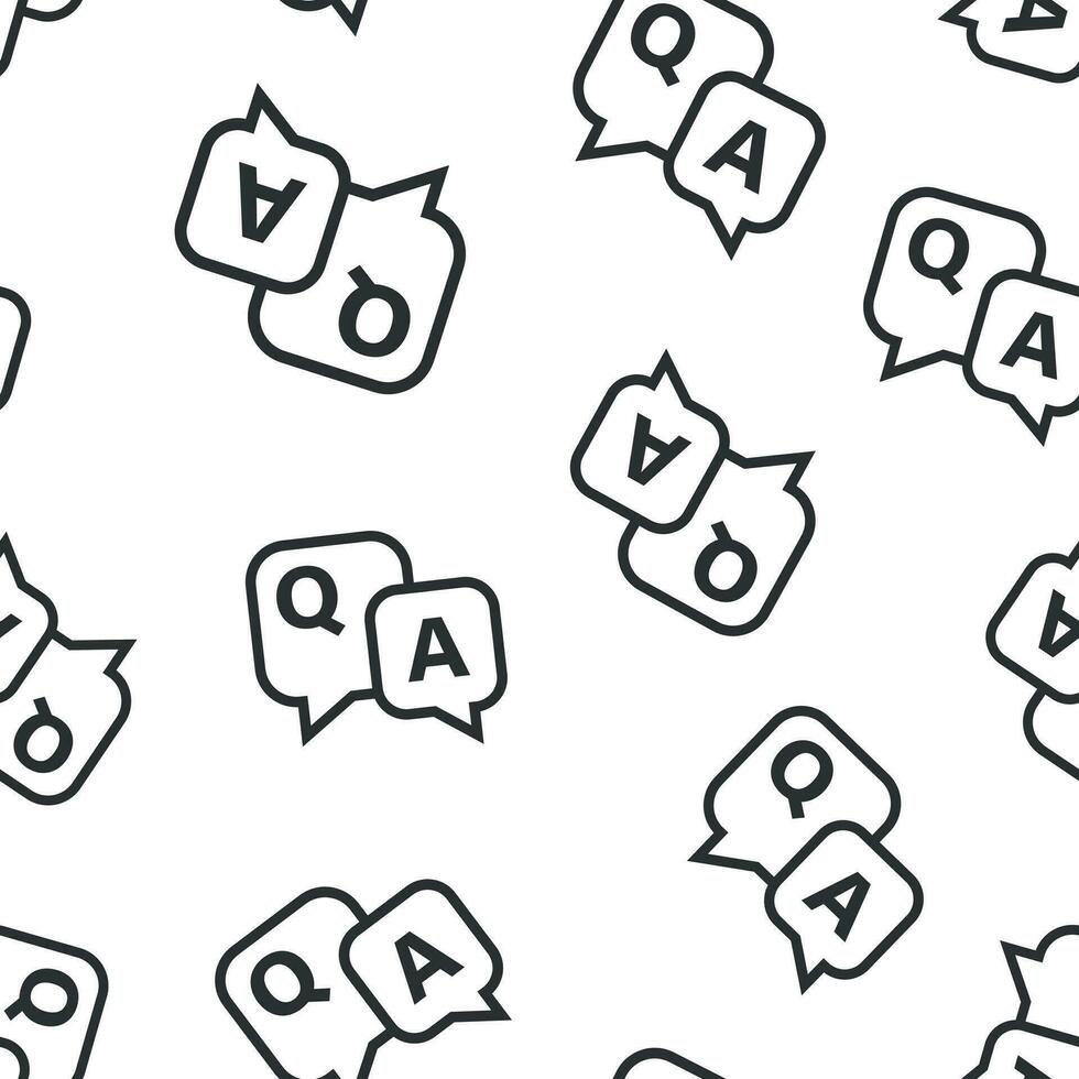 Question and answer icon seamless pattern background. Discussion speech bubble vector illustration. Chat symbol pattern.