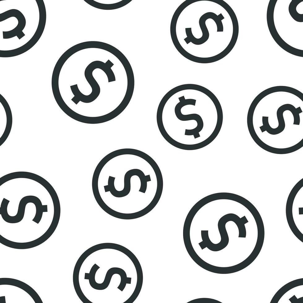 Coins stack icon seamless pattern background. Dollar coin vector illustration. Money stacked symbol pattern.