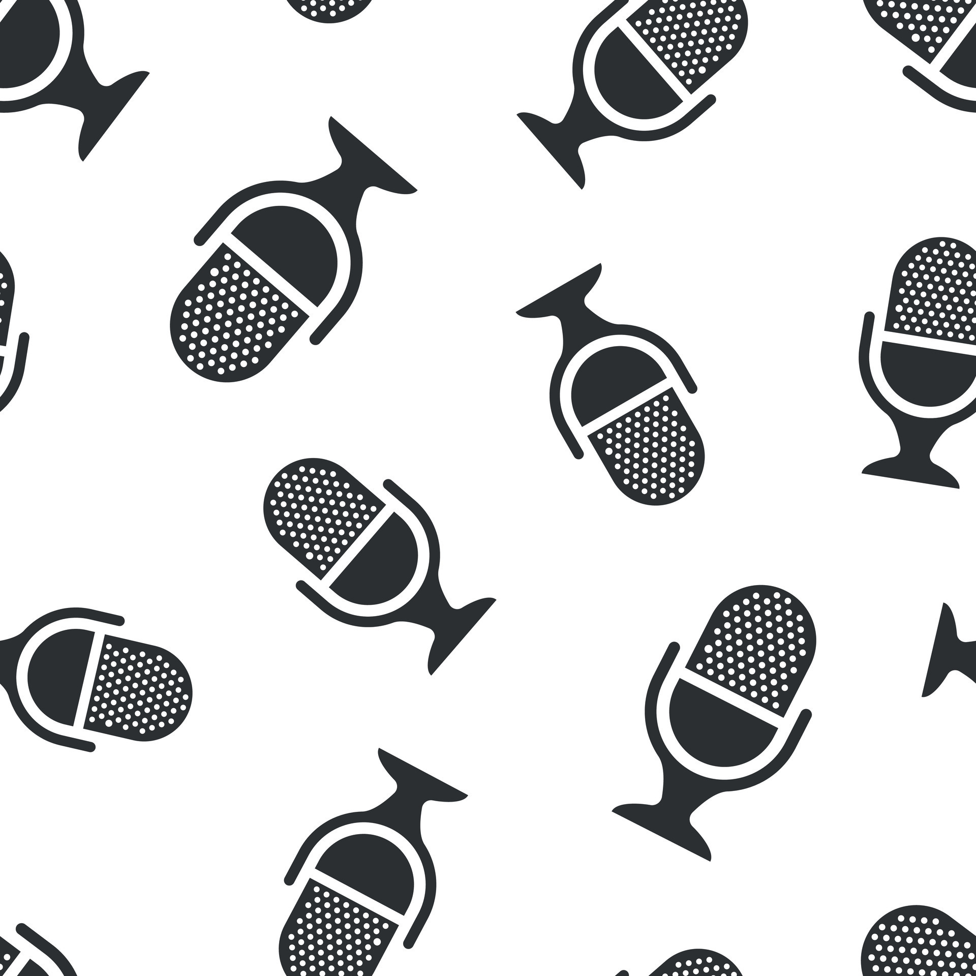 Microphone icon seamless pattern background. Mic broadcast vector