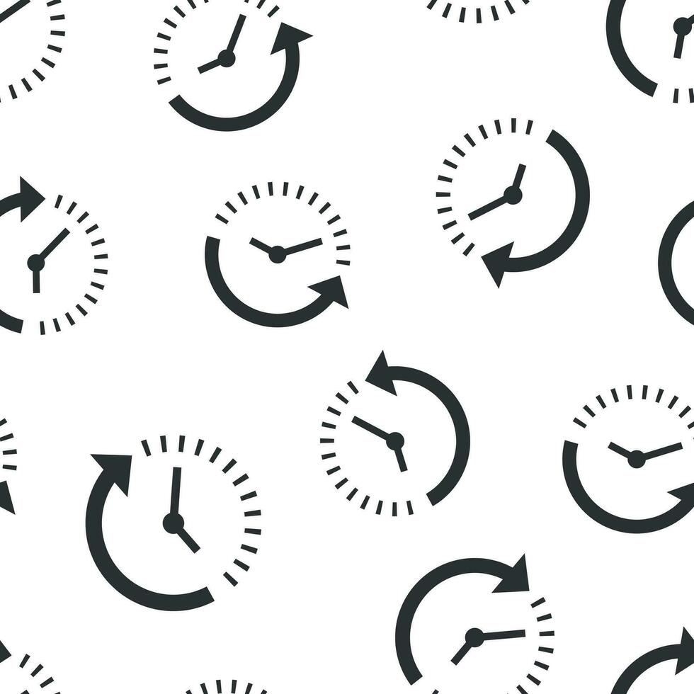 Clock countdown icon seamless pattern background. Time chronometer vector illustration. Watch clock symbol pattern.