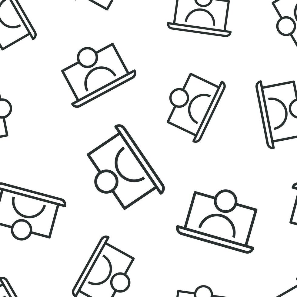 Online training process icon seamless pattern background. Webinar