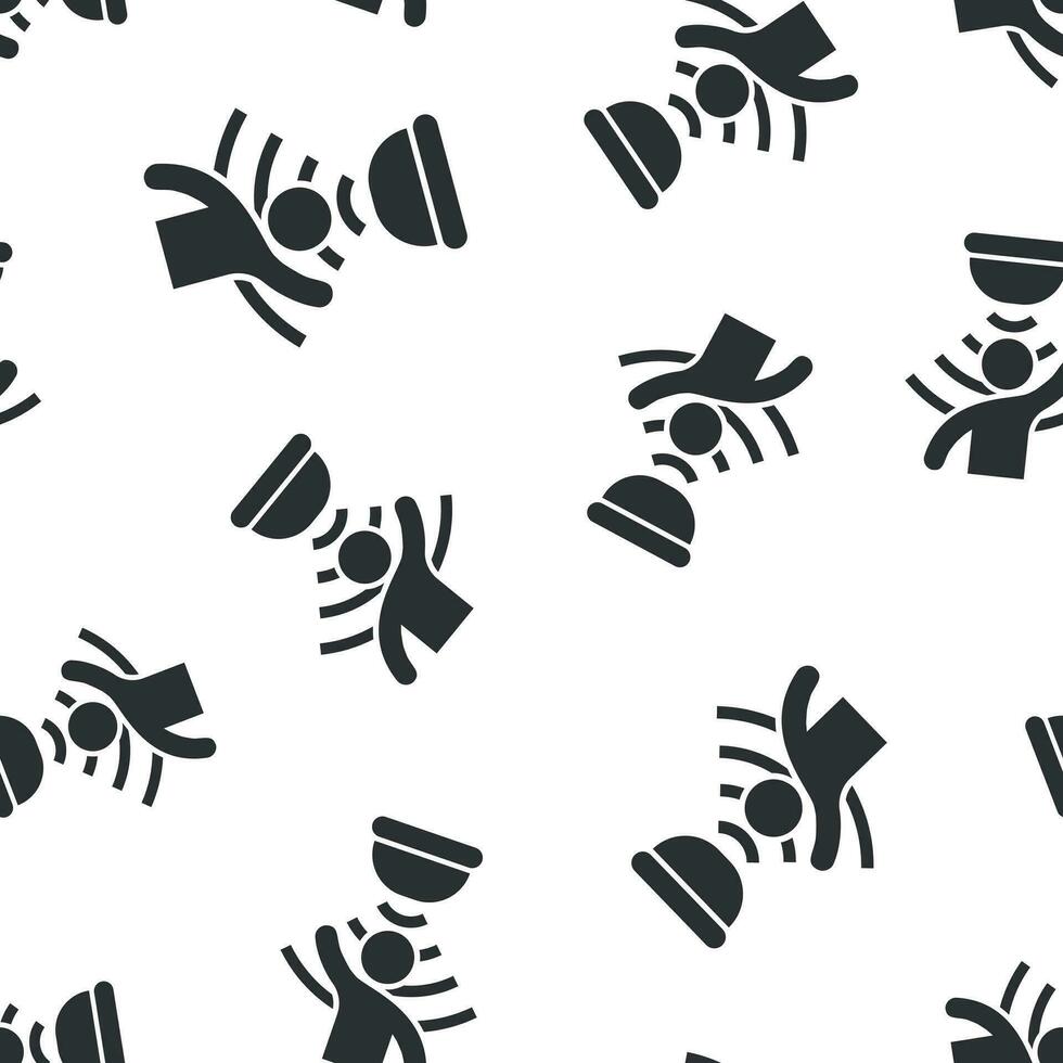 Motion sensor icon seamless pattern background. Sensor waves with man vector illustration. People security connection symbol pattern.