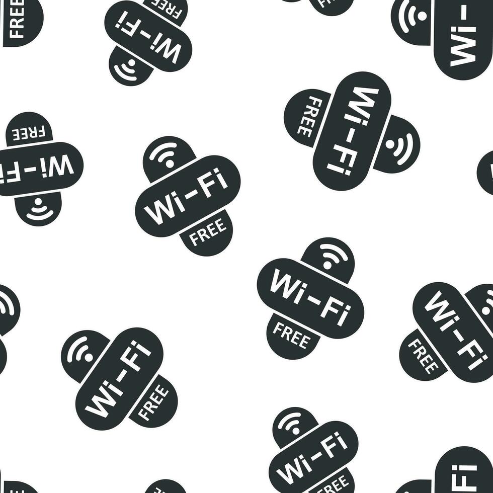Wifi free sign icon seamless pattern background. Wi-fi wireless technology vector illustration. Network wi fi free symbol pattern.