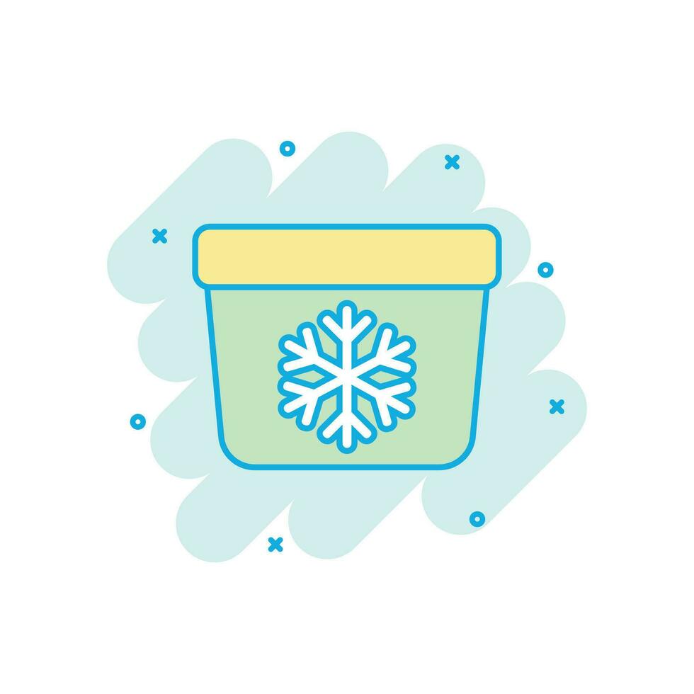 Fridge refrigerator icon in comic style. Freezer container vector cartoon illustration pictogram. Fridge business concept splash effect.