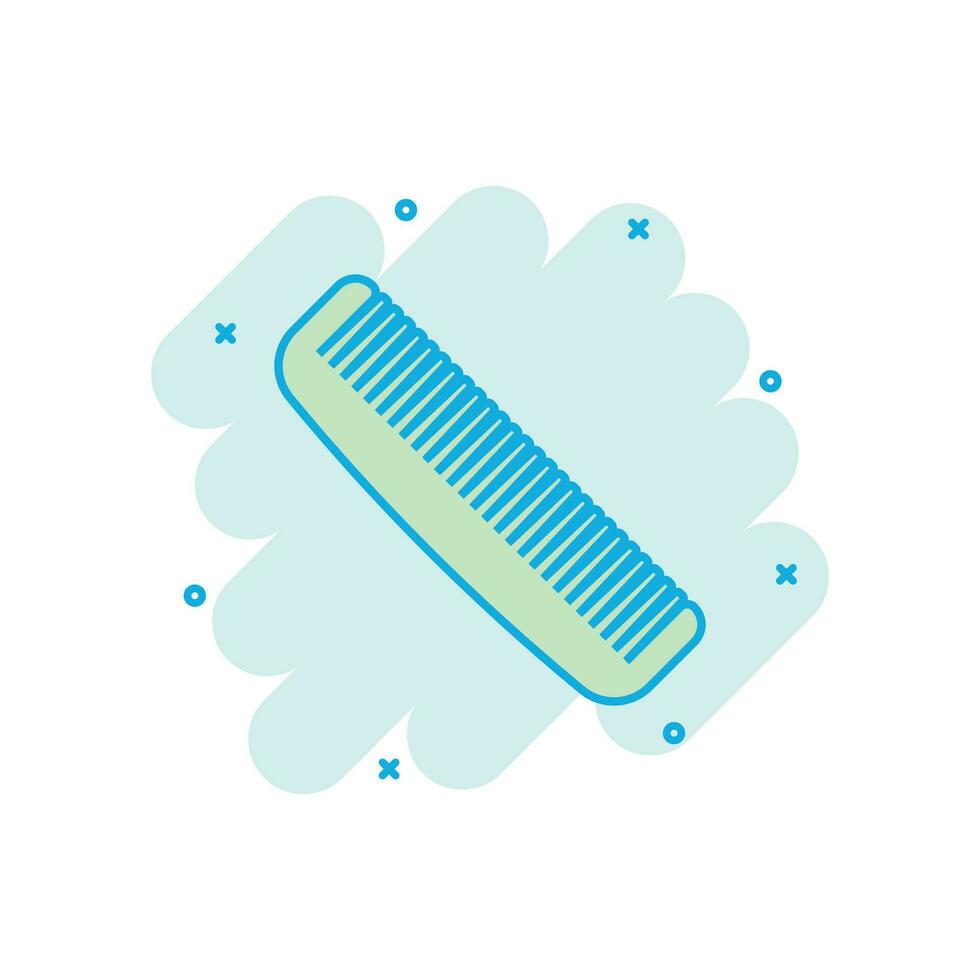 icono de cepillo de pelo en estilo cómico. Pictograma de ilustración de dibujos animados de vector de accesorio de peine. efecto de salpicadura de concepto de negocio de cepillo para el cabello.