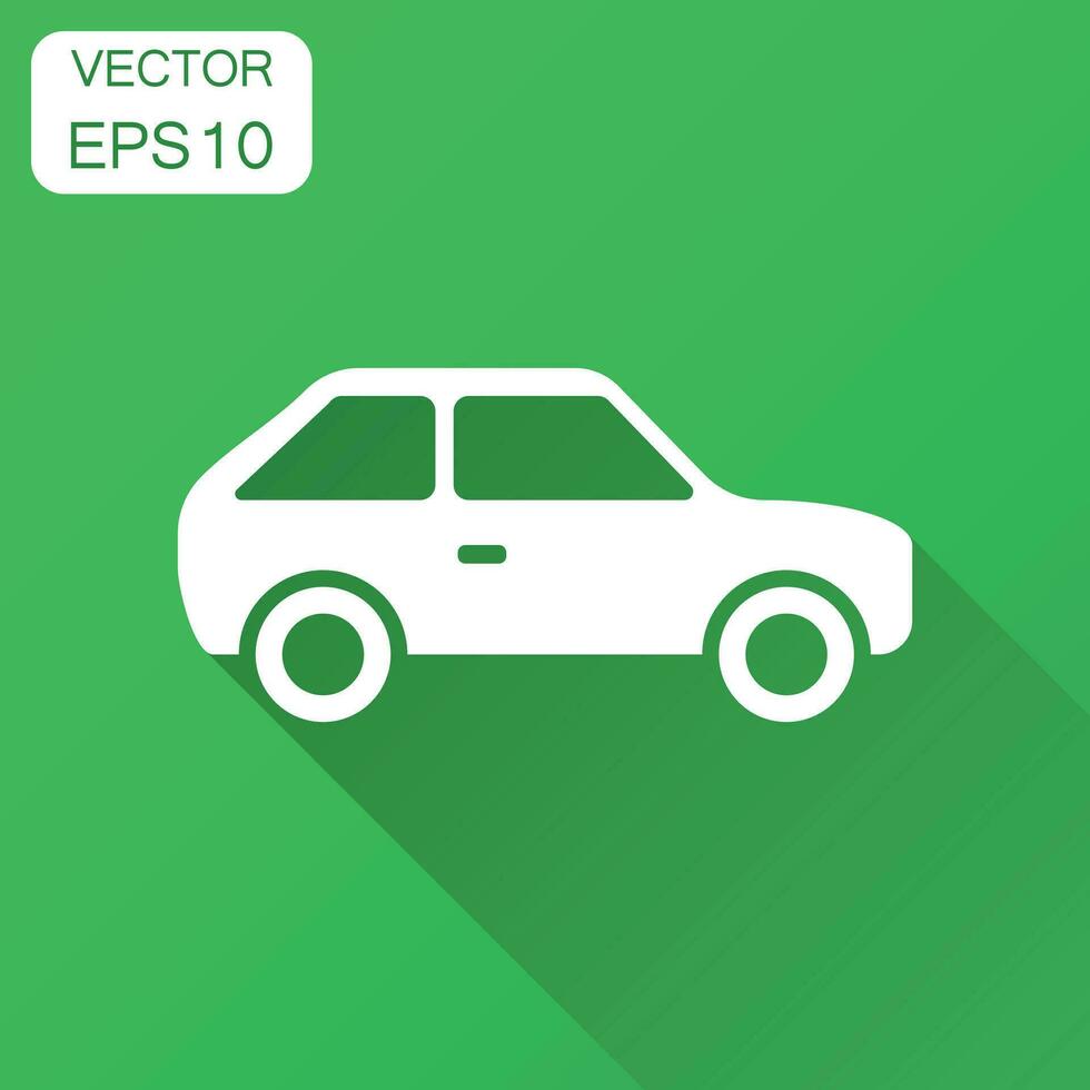 Car icon in flat style. Automobile car vector illustration with long shadow. Auto business concept.