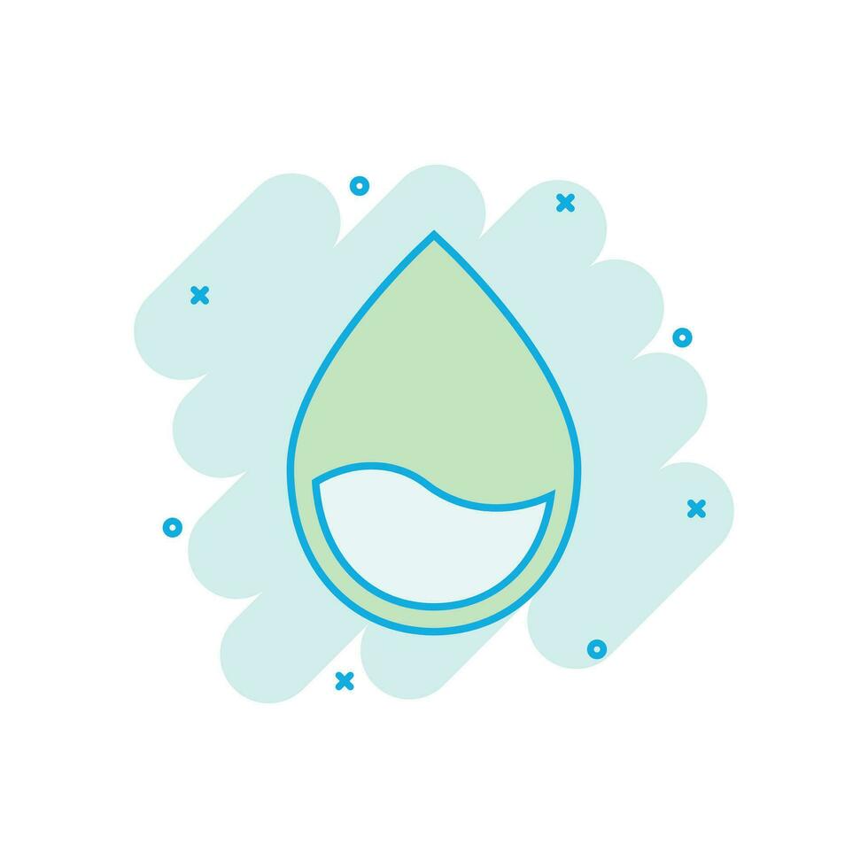 icono de gota de agua en estilo cómico. pictograma de ilustración de dibujos animados de vector de gota de lluvia. efecto de salpicadura de concepto de negocio de gota de agua de gota.