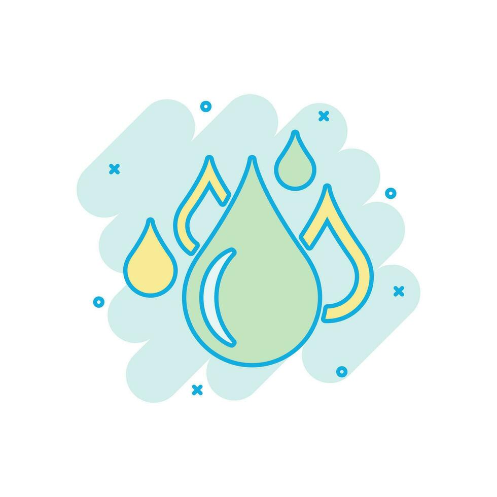 icono de gota de agua en estilo cómico. pictograma de ilustración de dibujos animados de vector de gota de lluvia. efecto de salpicadura de concepto de negocio de gota de agua de gota.
