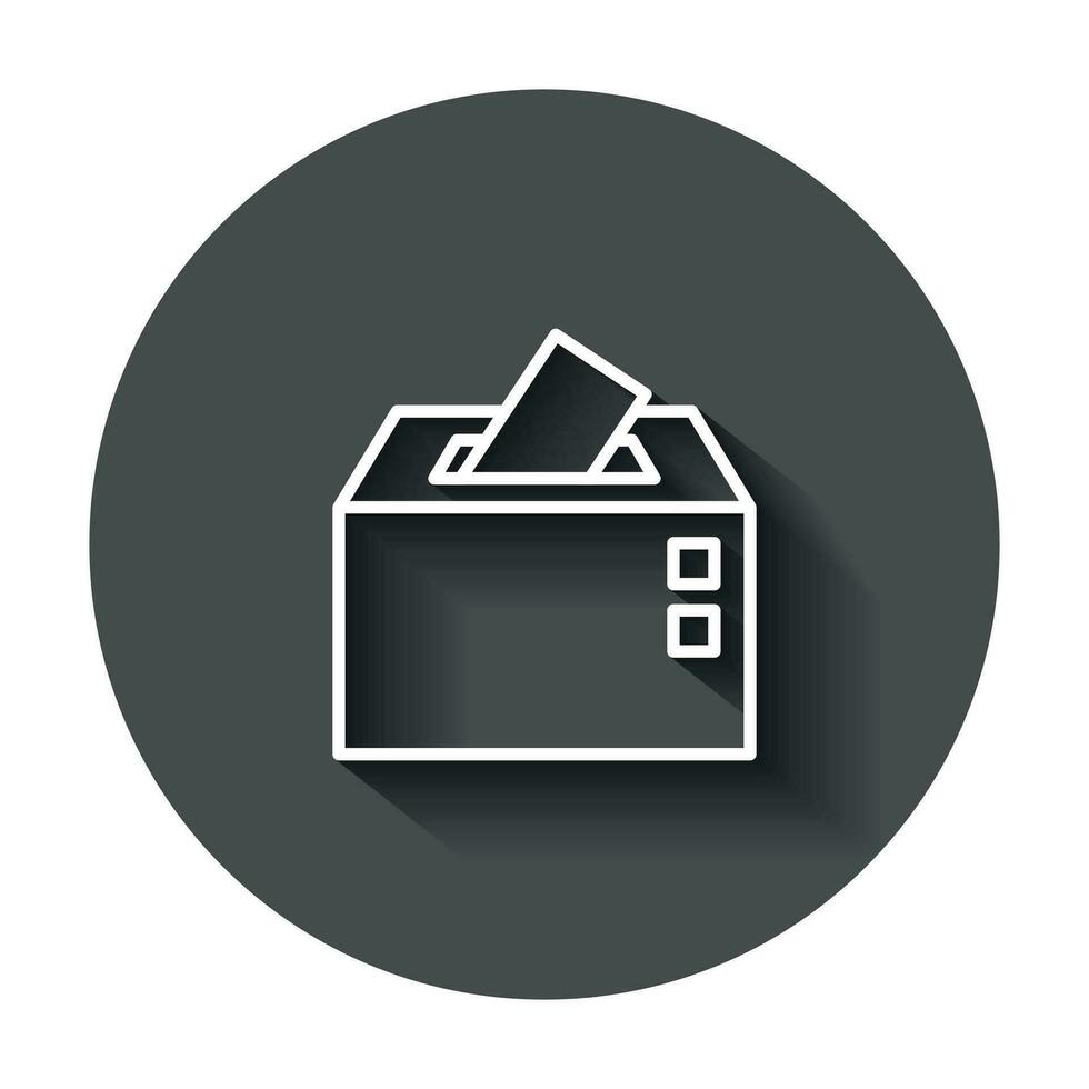 Election voter box icon in flat style. Ballot suggestion vector illustration with long shadow. Election vote business concept.