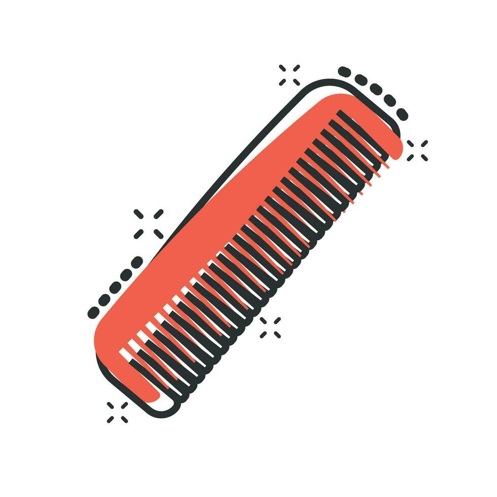 Hair brush icon in comic style. Comb accessory vector cartoon illustration pictogram. Hairbrush business concept splash effect.