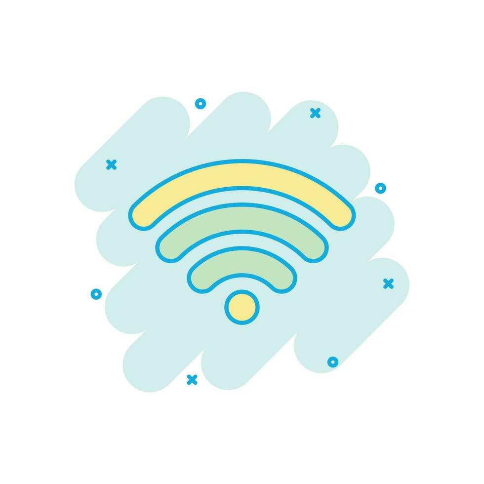 icono de internet wifi en estilo cómico. pictograma de ilustración de dibujos animados de vector de tecnología inalámbrica wi-fi. efecto de salpicadura del concepto de negocio wifi de red.