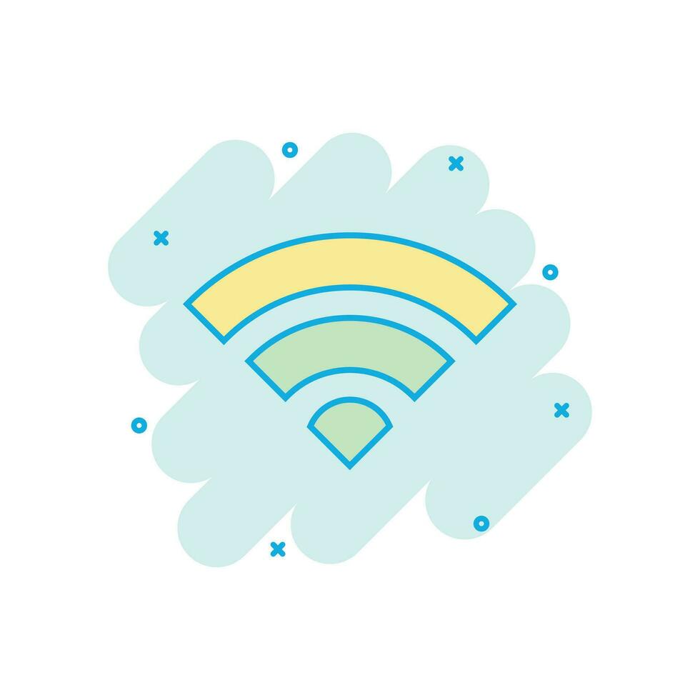 icono de internet wifi en estilo cómico. pictograma de ilustración de dibujos animados de vector de tecnología inalámbrica wi-fi. efecto de salpicadura del concepto de negocio wifi de red.