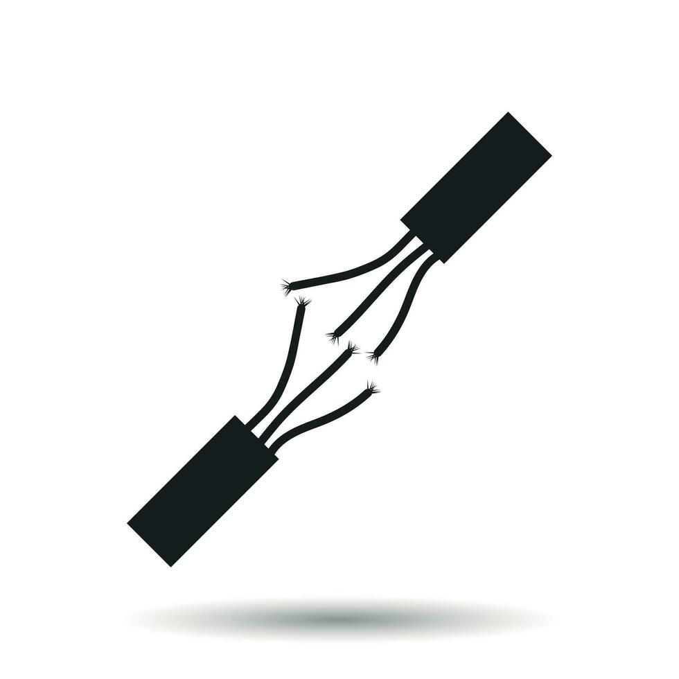 High voltage power cable. Electric cable vector icon on white background.