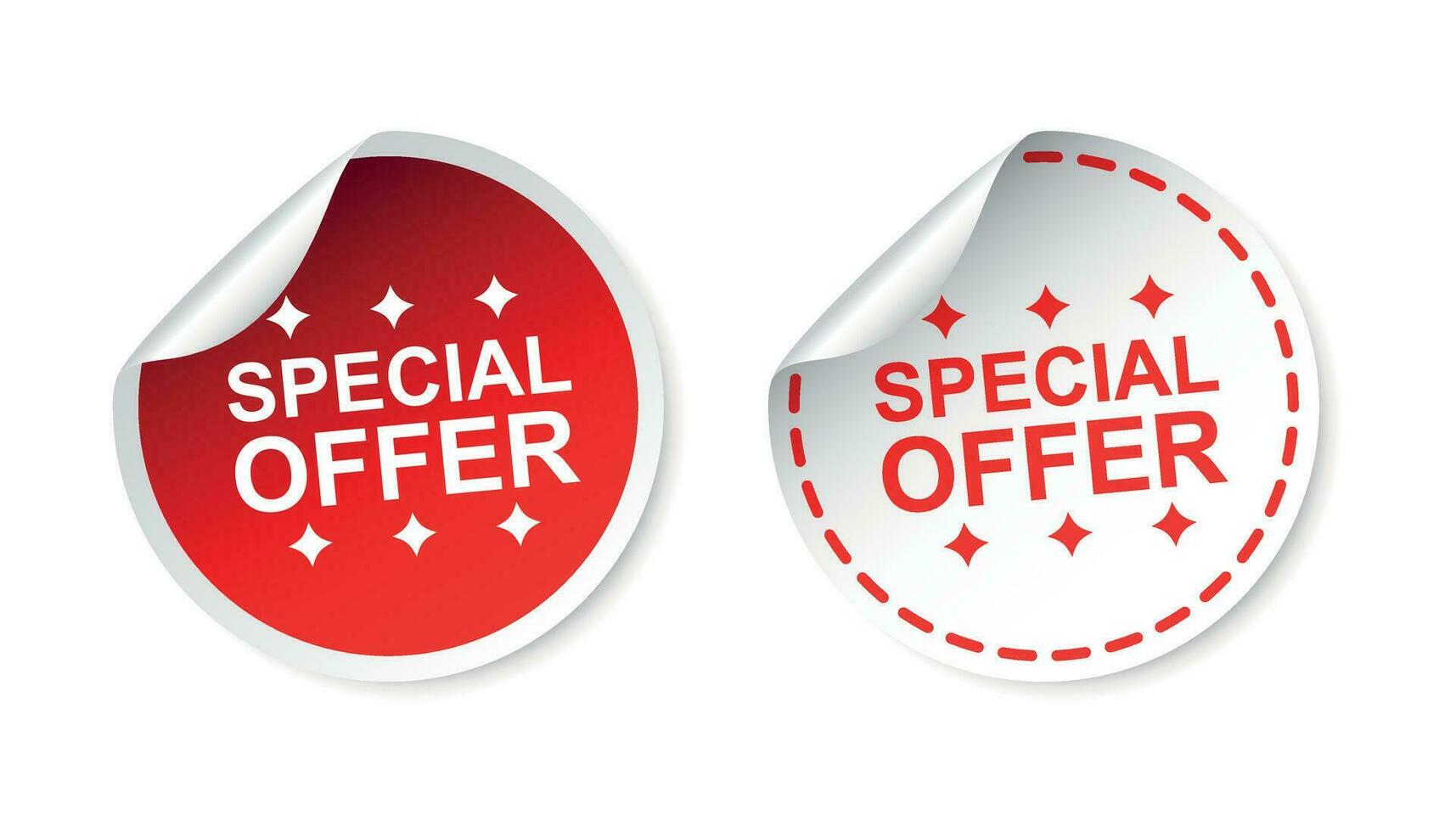 Special offer sticker. Business sale red tag label vector illustration on white background.