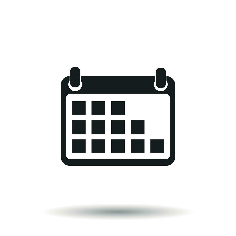 Calendar icon on isolated background, vector illustration. Flat style. Icons for design, website.