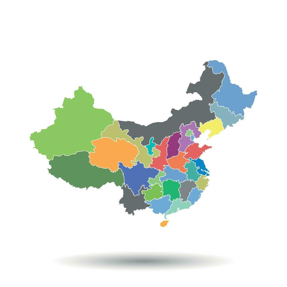China mapa con provincia región. plano vector ilustración en aislado antecedentes