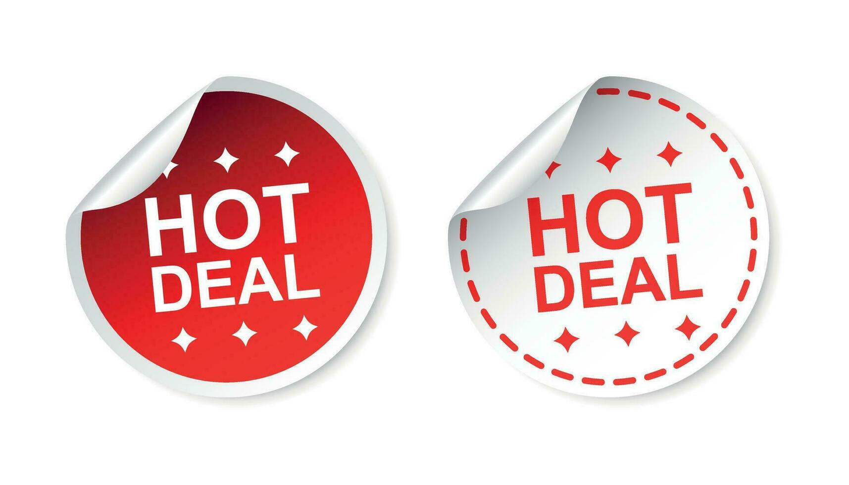 Hot deal sticker. Business sale red tag label vector illustration on white background.