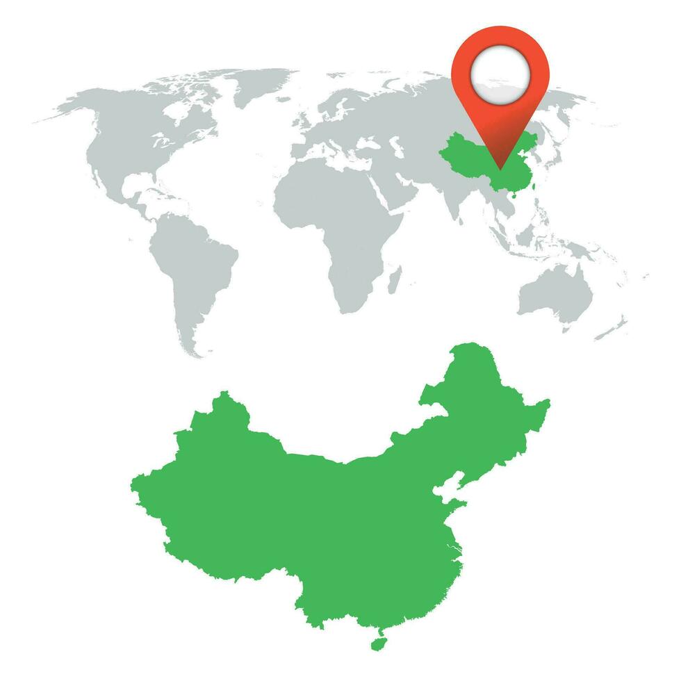 detallado mapa de China y mundo mapa navegación colocar. plano vector ilustración.