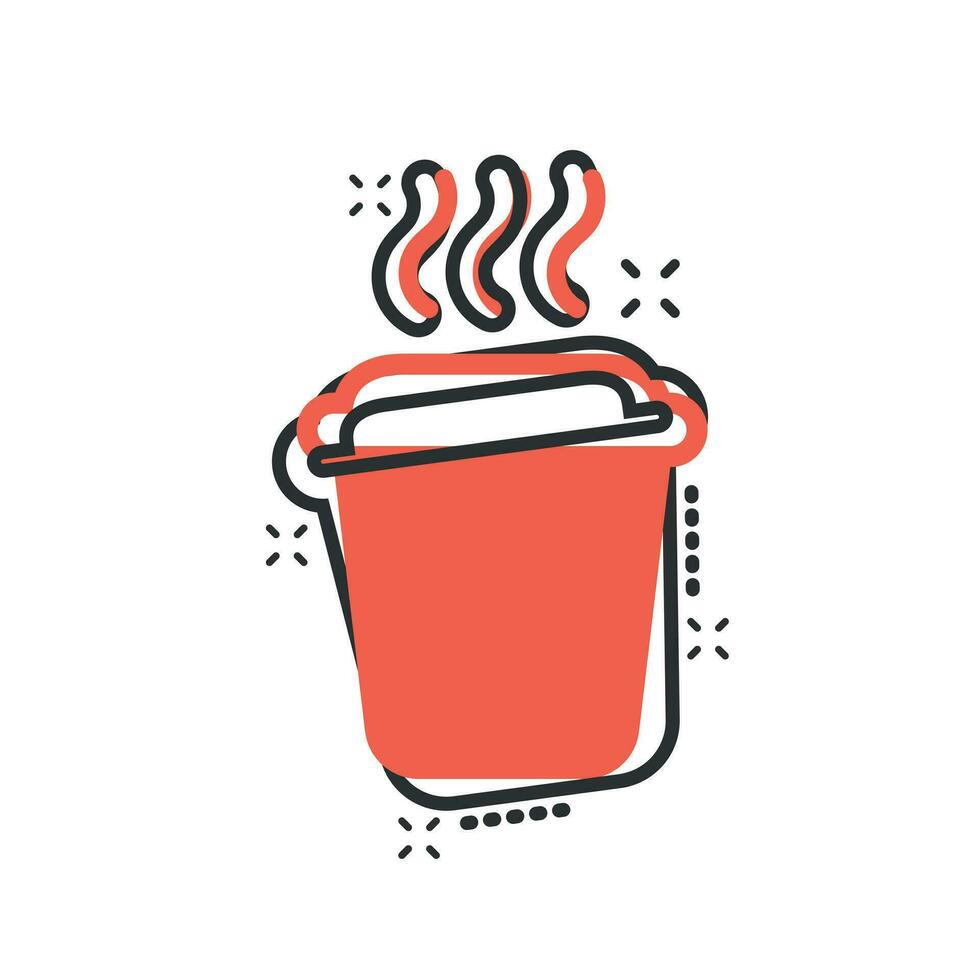 Coffee, tea cup icon in comic style. Coffee mug vector cartoon illustration pictogram. Drink business concept splash effect.