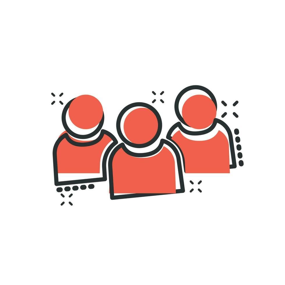 People communication icon in comic style. People vector cartoon illustration pictogram. Partnership business concept splash effect.